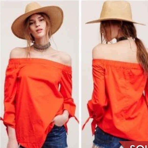 Tops - EUC bright orange off the shoulder free people blouse
